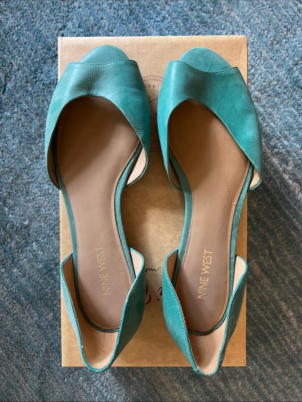 Nine West Teal D'Orsay Flats - Women's Teal Open-Toe Loafers